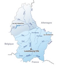 Carte du Luxembourg avec le réseau fluvial