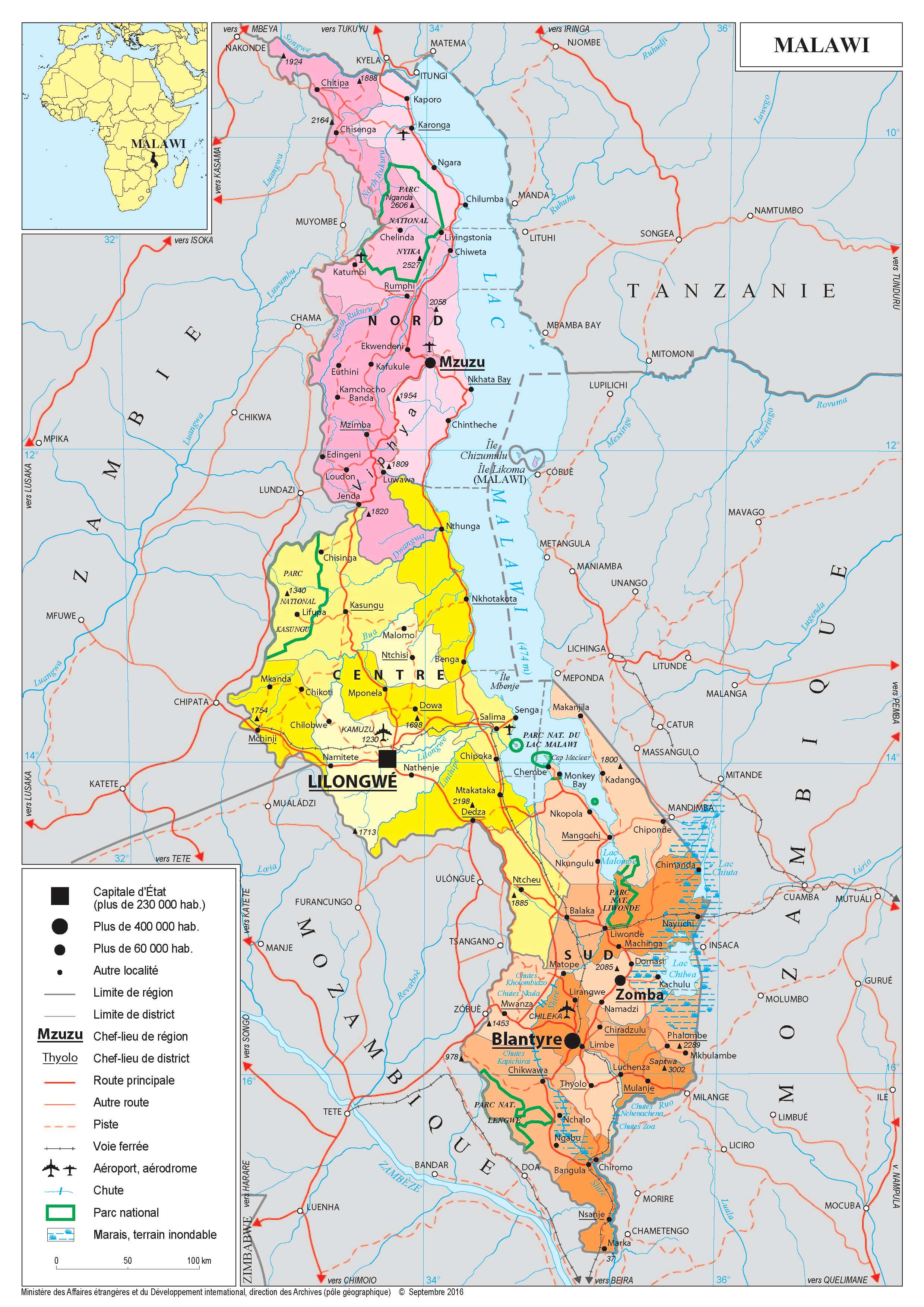 Carte du Malawi.