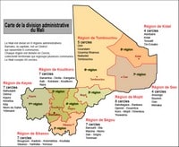 Carte de la division administrative du Mali