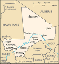 Carte du Mali avec l'échelle en miles et en kilomètre