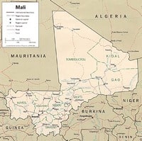 Carte du Mali avec les villes, les routes et les régions