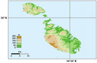 carte Malte relief altitude