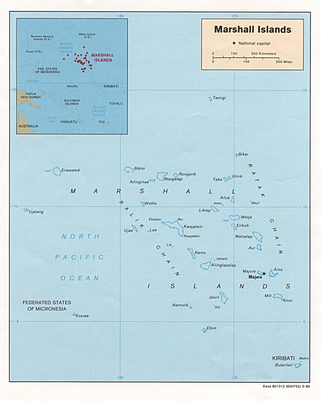 Carte des îles Marshall.