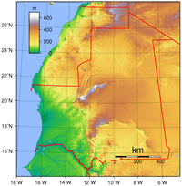 carte Mauritanie relief altitude