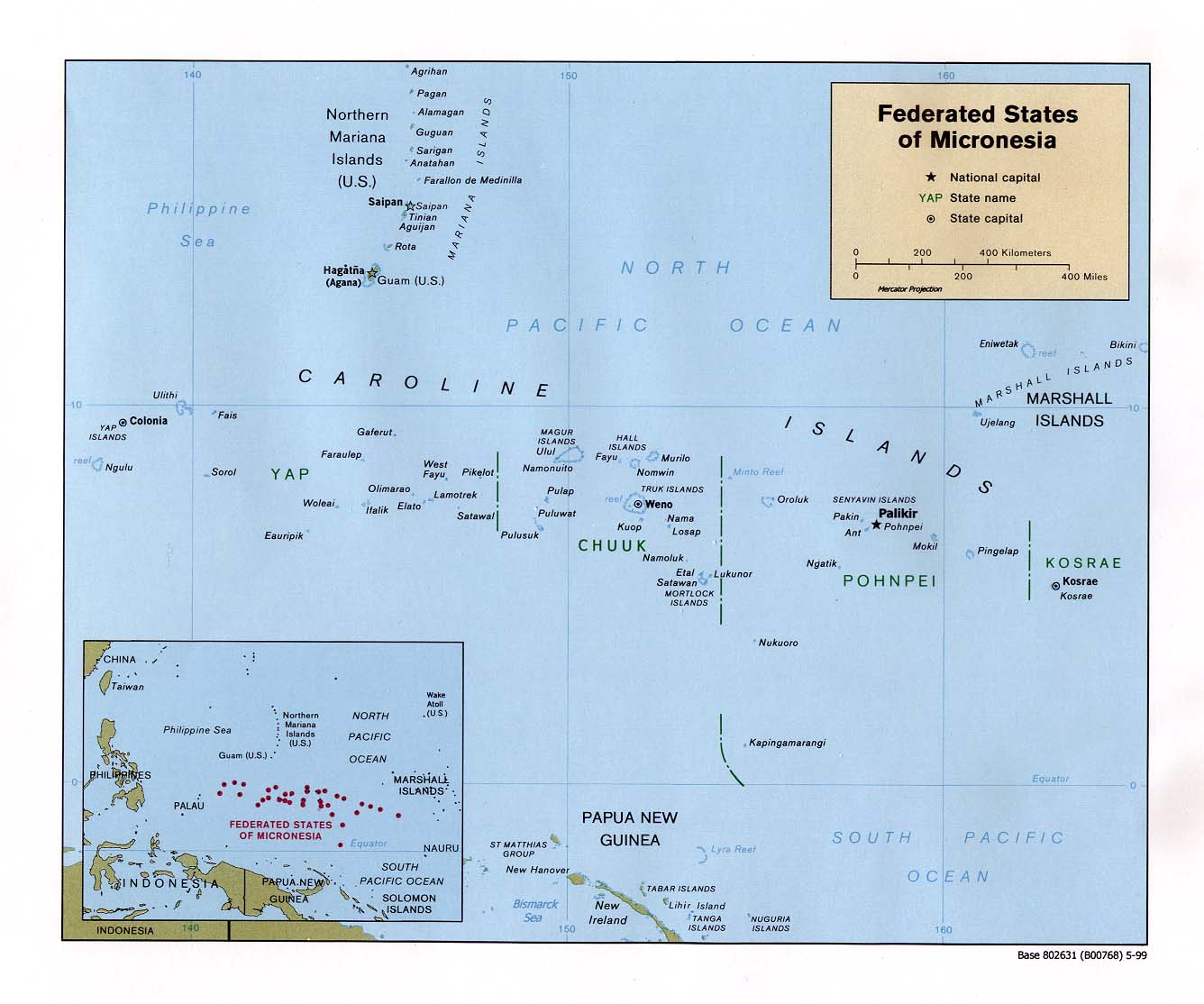 Carte de la Micronésie.