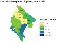carte population Monténégro