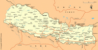 Carte du Népal avec les villes, les aérodromes et les sommets montagneux