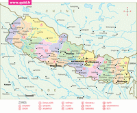 carte Népal différentes zones villes capitale aéroport