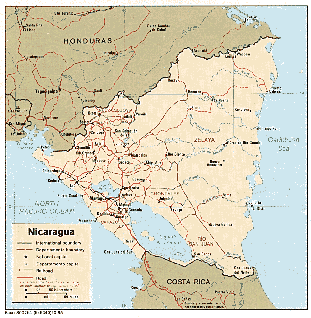 Carte du Nicaragua.