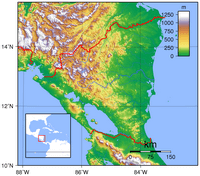 carte relief altitude Nicaragua
