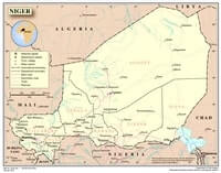 Carte Niger capitale villes routes régions rivières