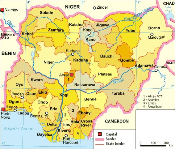 Carte Du Nigéria Avec Les Villes