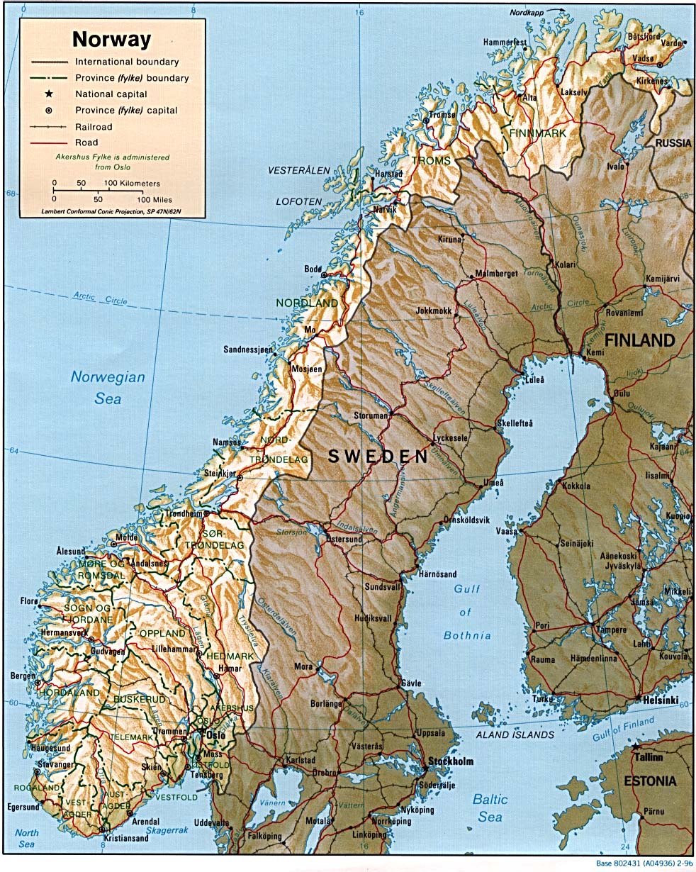 Carte de la Norvège.
