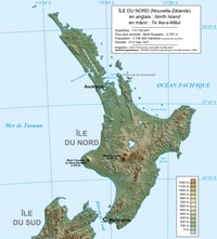carte nord Nouvelle-Zélande relief altitude points culminants