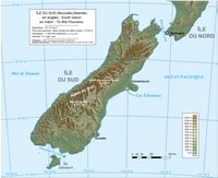 carte sud Nouvelle-Zélande relief altitude points culminants
