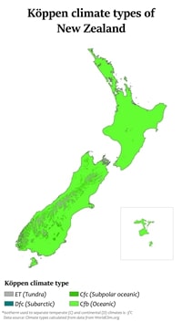 carte Nouvelle-Zélande climat
