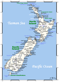 carte Nouvelle-Zélande villes rivières lac Taupo sommets