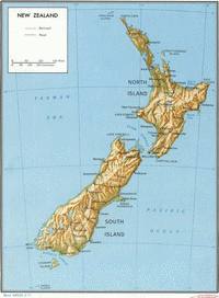 Carte historique Nouvelle-Zélande villes routes chemins de fer
