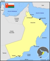 Carte d'Oman avec les villes et le drapeau