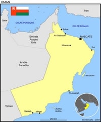 carte Oman villes et le drapeau