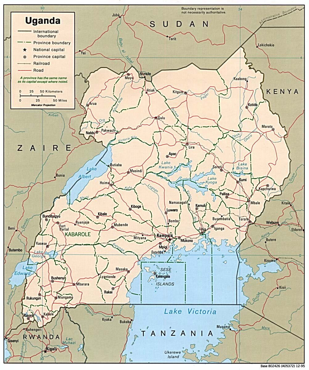 Carte de l'Ouganda.