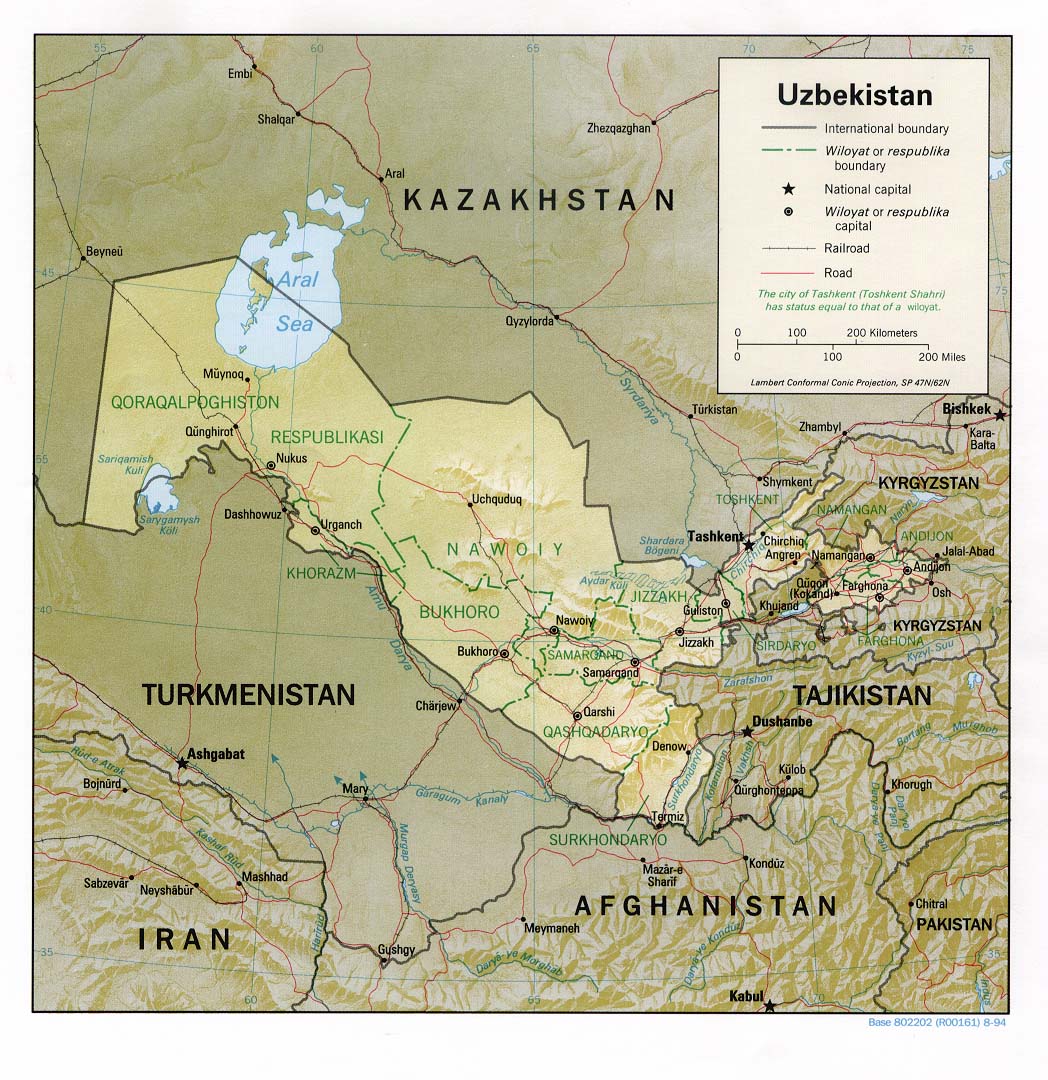 Carte de l'Ouzbékistan.