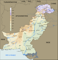 Carte du Pakistan avec l'altitude
