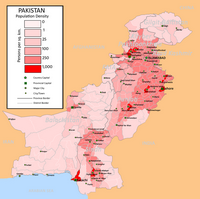 Carte du Pakistan avec la densité de population