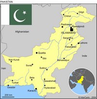 Carte Pakistan dans le monde avec le drapeau