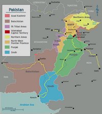 Carte des régions du Pakistan