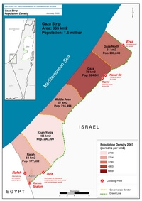 Carte densité population bande Gaza