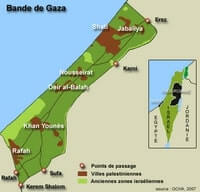 Carte Gaza ville point passage