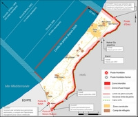 Carte Gaza zone interdite zone à risque poste frontière ligne verte