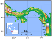 carte relief altitude Panama