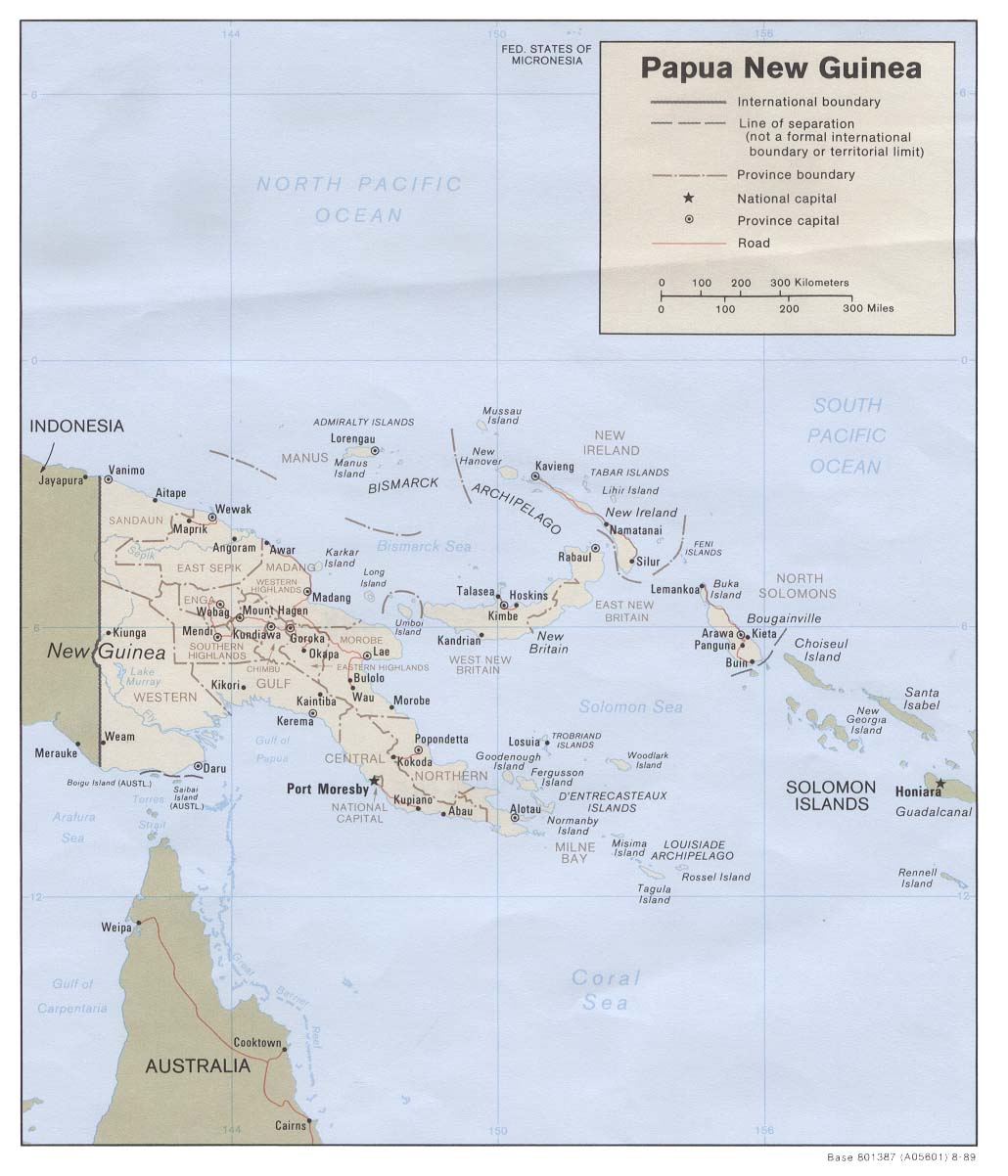 Carte de la Papouasie-Nouvelle-Guinée.
