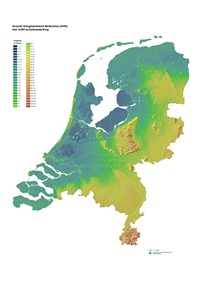 Carte Pays Bas avec le relief et l'altitude en mètre