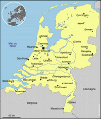 Carte des Pays-Bas simple avec la capitale et la localisation en Europe