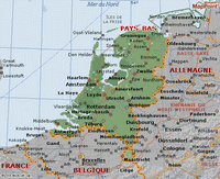 Carte des Pays-Bas simple avec les villes et les alentours