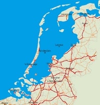carte Pays-Bas terres sous le niveau de la mer en couleur