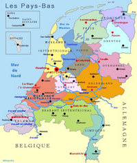 Carte des Pays-Bas avec les villes, les provinces et les rivières