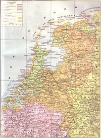 Carte des Pays-Bas avec les villes, les villages et les routes dans les années 1900