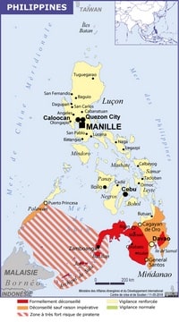 carte Philippines zones déconseillées et les risques de piraterie