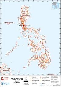 carte routière Philippines autoroutes routes pistes rivières