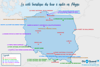 Carte de la Pologne touristique avec les lieux intéressants classés par thème