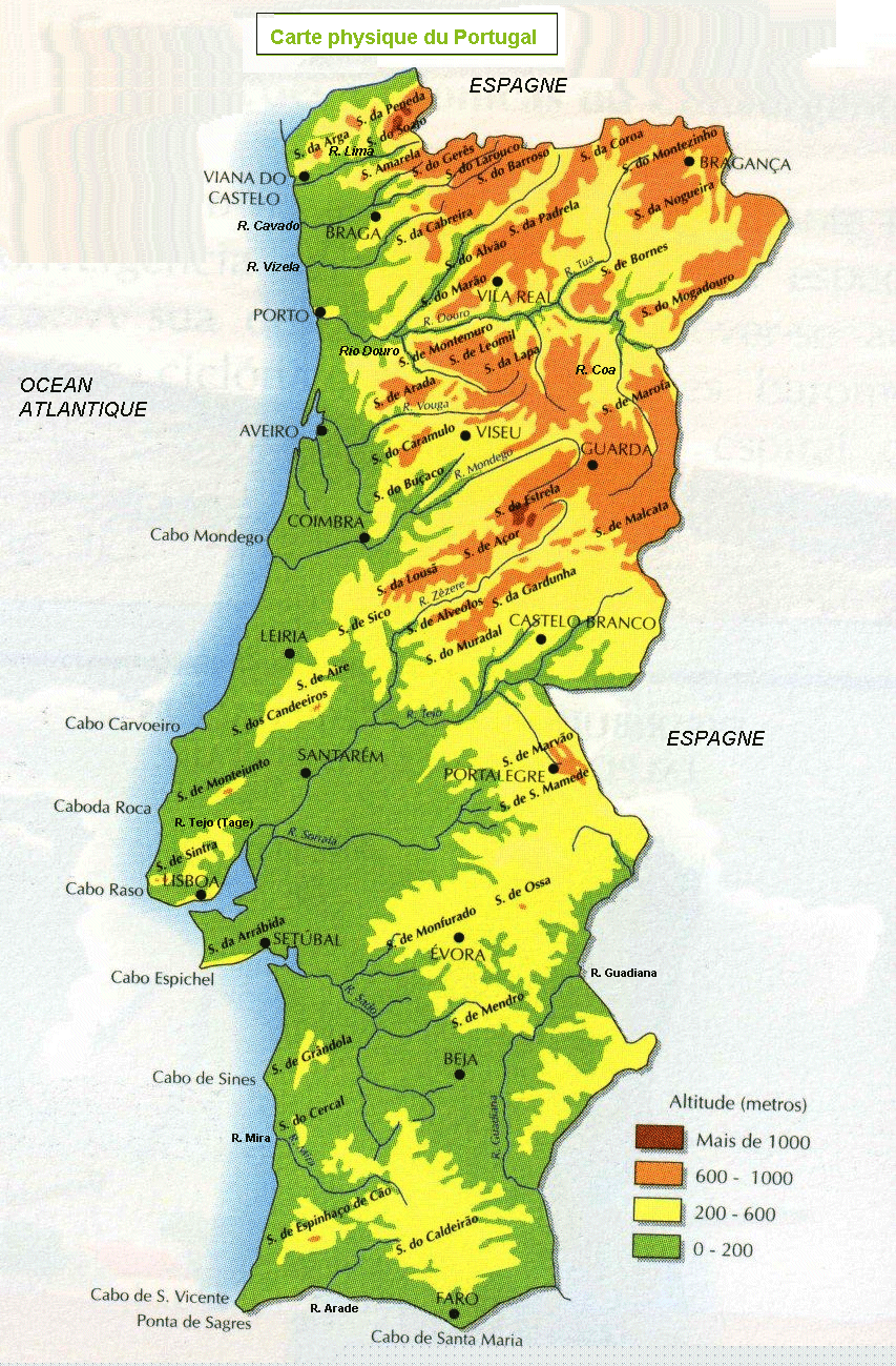 Carte Du Portugal Avec Les Districts Et Les Villes