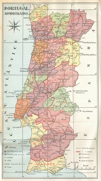 Carte du Portugal administrative, grande carte avec les villes, les villages, les routes et les districts