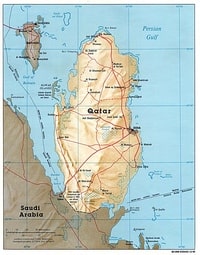 Carte Qatar avec les routes, les villes et la capitale Doha