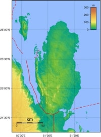 Carte Qatar relief altitude