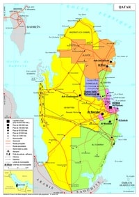 carte Qatar villes autoroutes routes