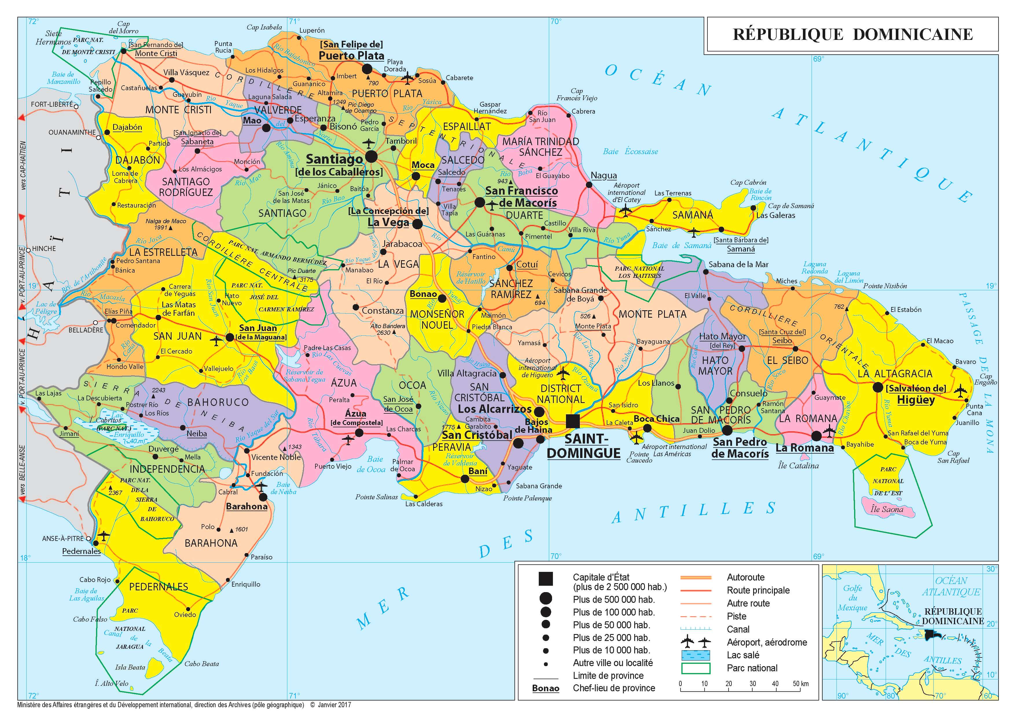 Carte de la République dominicaine.
